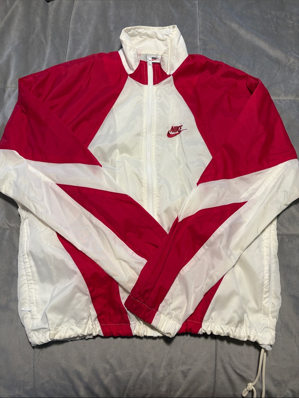 Nike White & Red Colorblock Track Jacket